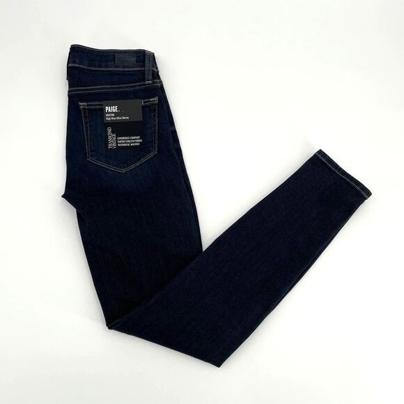 PAIGE NWT Hoxton Dark Wash High Rise Ultra Skinny Denim Jean  // 00 - Picture 3 of 9